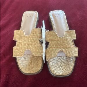 a new day Tan Woven Slide Sandals for Women